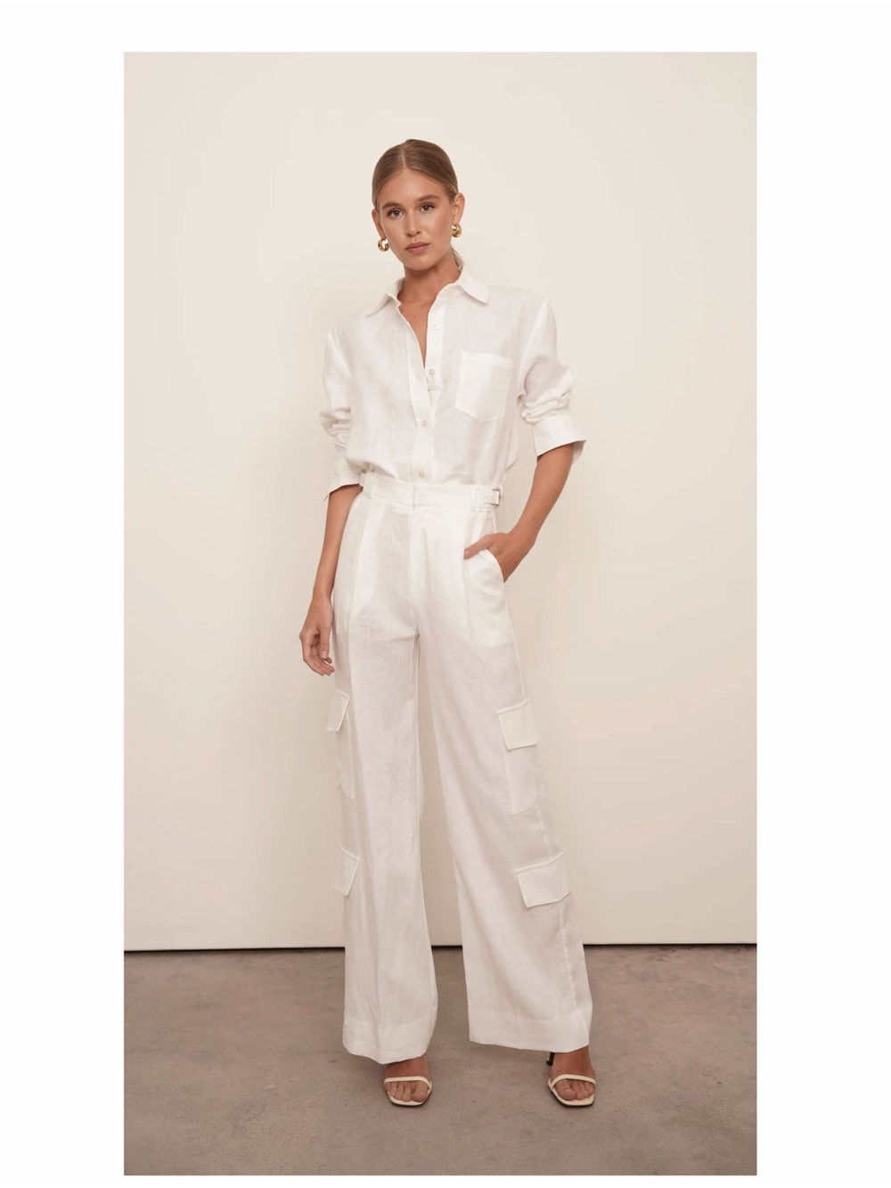 Parentezi White Wide-Leg Cargo Pants - Women Small